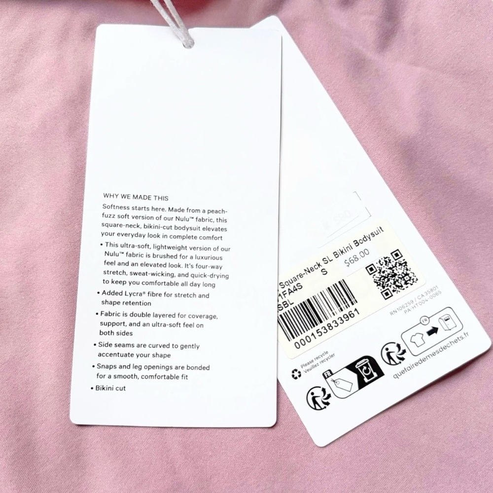 NWT Lululemon Wundermost Square-Neck Sleeveless Bodysuit – Rose Blush – S - Picture 6 of 9